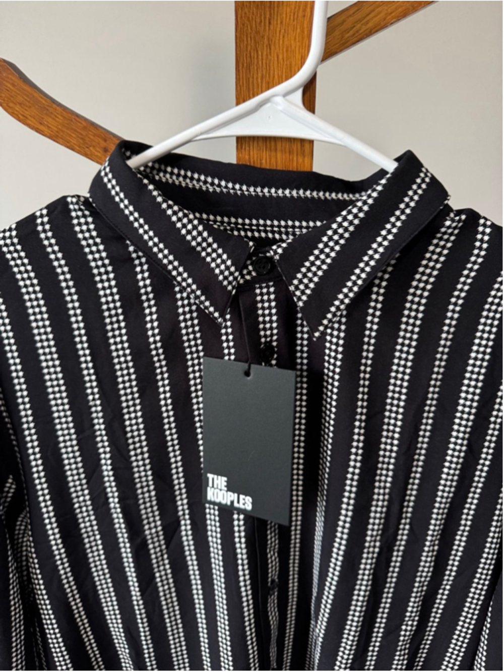 Men's The Kooples PDP Lines Black & White Dot/Stripe Button Down Shirt M NWT - Picture 9 of 16